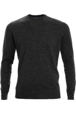 MAERZ Classic Fit Herren Pullover V-Ausschnitt Anthrazit