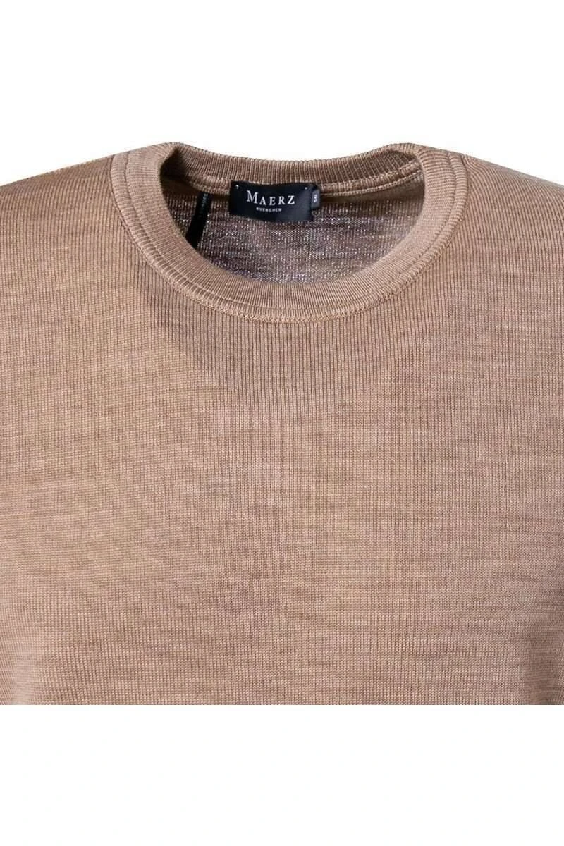 MAERZ Classic Fit Herren Pullover Rundhals Cappucino 4 MAERZ Classic Fit Herren Pullover Rundhals Cappucino – Bild 2