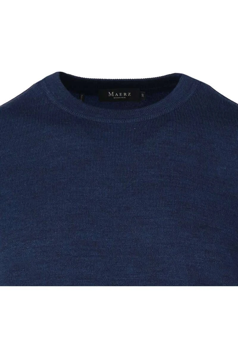 MAERZ Superwash Classic Fit Herren Pullover Rundhals Dunkelblau 4 MAERZ Superwash Classic Fit Herren Pullover Rundhals Dunkelblau – Bild 2