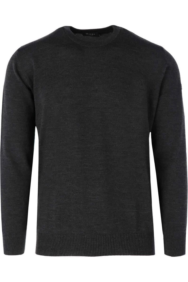 MAERZ Superwash Classic Fit Herren Pullover Rundhals Anthrazit 3 MAERZ Superwash Classic Fit Herren Pullover Rundhals Anthrazit