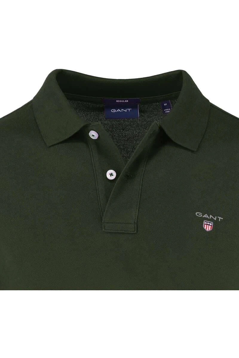GANT Regular Fit Longsleeve Poloshirt Dunkelgrün, Einfarbig 4 GANT Regular Fit Longsleeve Poloshirt Dunkelgrün, Einfarbig – Bild 2