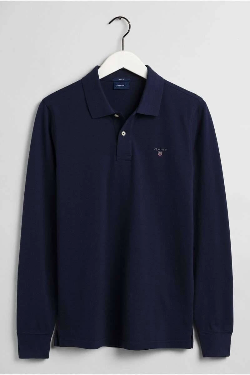GANT Regular Fit Longsleeve Poloshirt Dunkelblau, Einfarbig 5 GANT Regular Fit Longsleeve Poloshirt Dunkelblau, Einfarbig – Bild 3