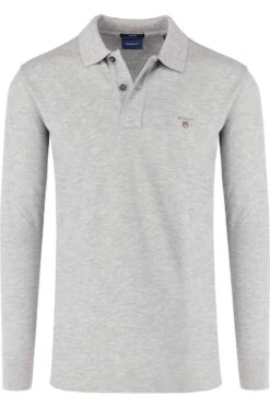 GANT Regular Fit Longsleeve Poloshirt Grau, Einfarbig