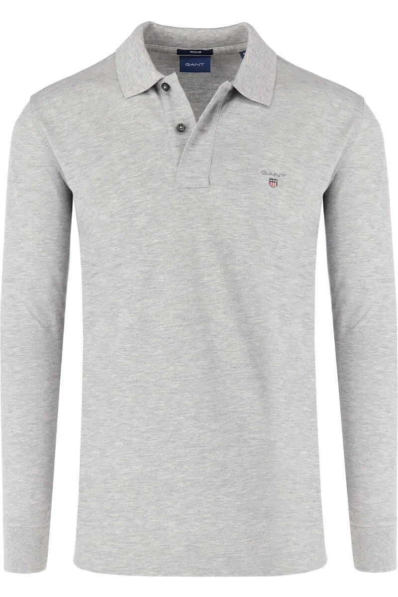 GANT Regular Fit Longsleeve Poloshirt Grau, Einfarbig 3 GANT Regular Fit Longsleeve Poloshirt Grau, Einfarbig