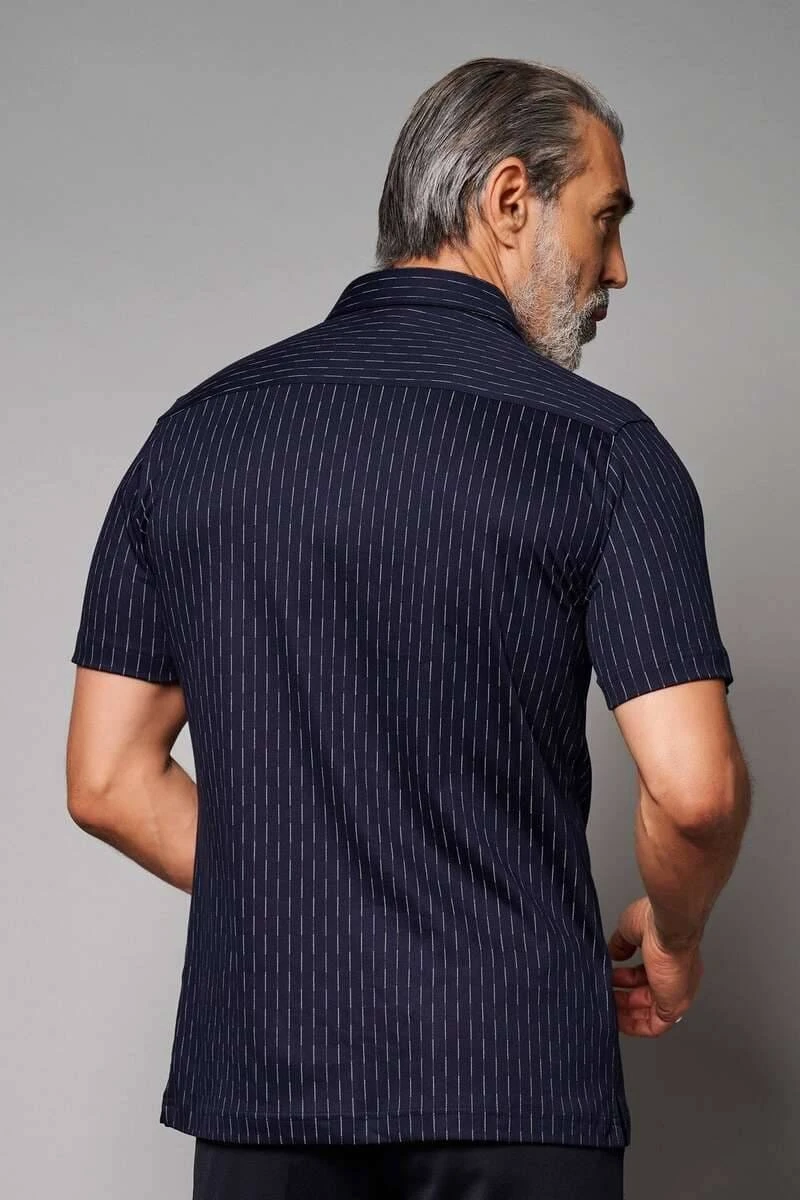 Desoto Slim Fit Poloshirt Navy/rot, Gemustert 4 Desoto Slim Fit Poloshirt Navy/rot, Gemustert – Bild 2