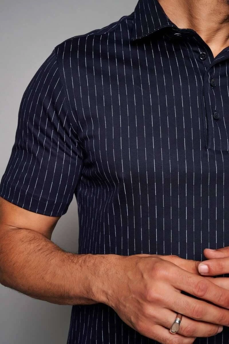 Desoto Slim Fit Poloshirt Navy/rot, Gemustert 5 Desoto Slim Fit Poloshirt Navy/rot, Gemustert – Bild 3