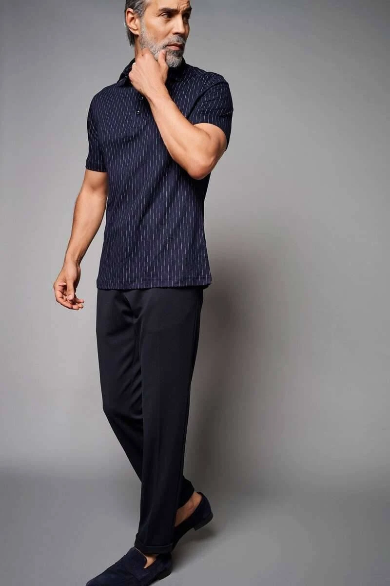 Desoto Slim Fit Poloshirt Navy/rot, Gemustert 6 Desoto Slim Fit Poloshirt Navy/rot, Gemustert – Bild 4