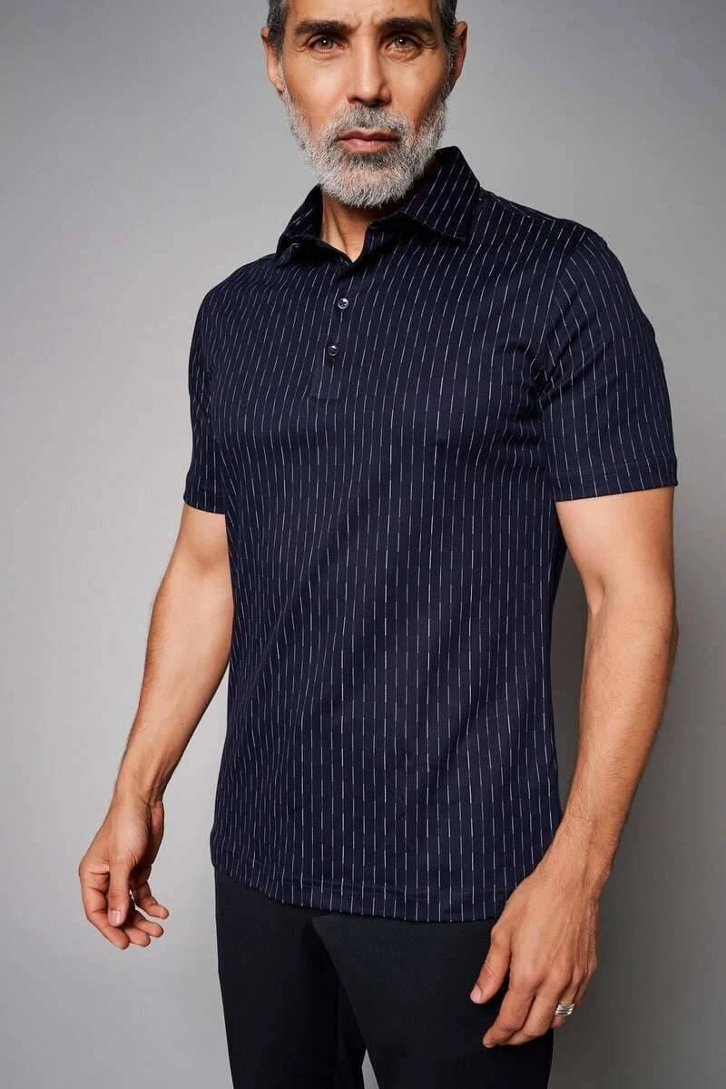 Desoto Slim Fit Poloshirt Navy/rot, Gemustert 3 Desoto Slim Fit Poloshirt Navy/rot, Gemustert