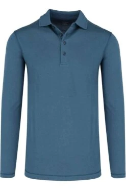 OLYMP Modern Fit Longsleeve Poloshirt Dunkelblau, Einfarbig