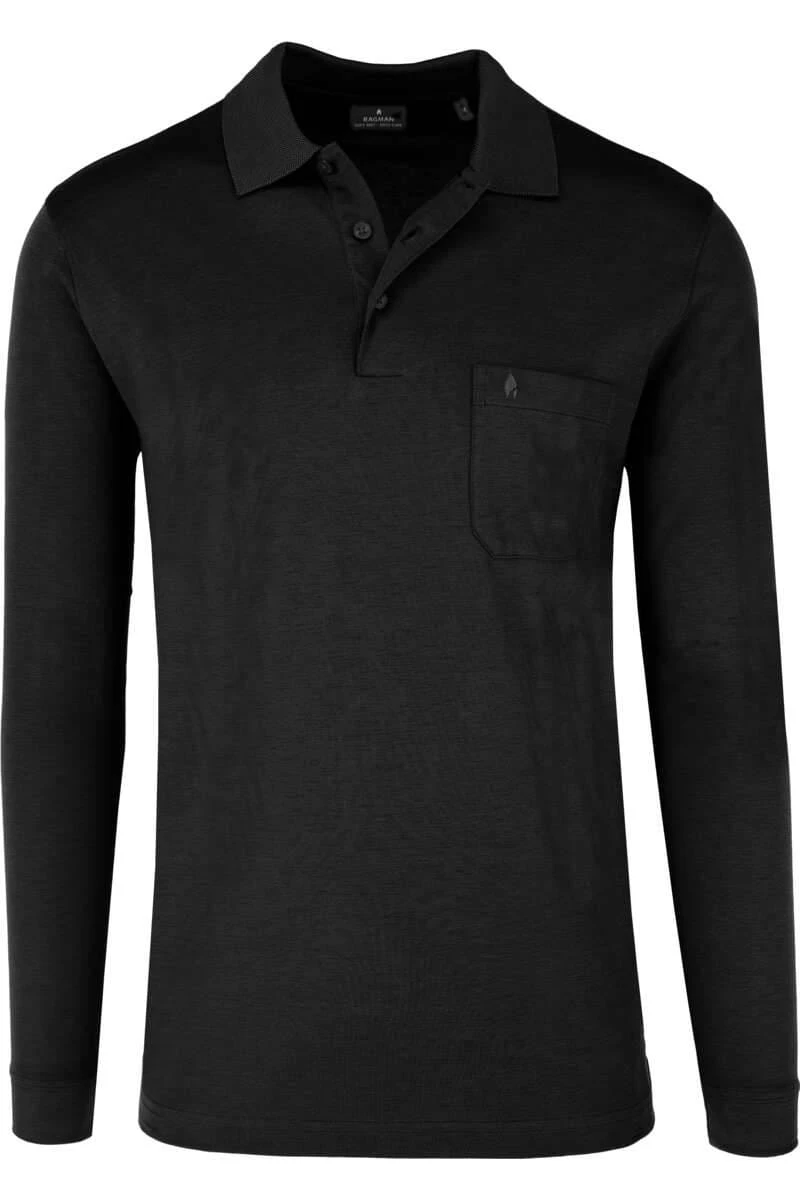RAGMAN Regular Fit Longsleeve Poloshirt Schwarz, Einfarbig 3 RAGMAN Regular Fit Longsleeve Poloshirt Schwarz, Einfarbig