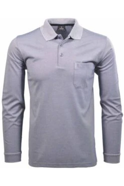 RAGMAN Soft Knit Regular Fit Longsleeve Poloshirt Taube, Einfarbig
