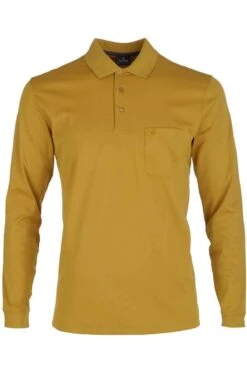 RAGMAN Soft Knit Regular Fit Longsleeve Poloshirt Mais, Einfarbig