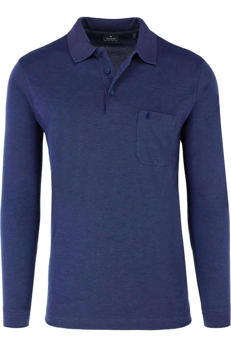 RAGMAN Regular Fit Longsleeve Poloshirt Dunkelblau, Einfarbig 3 RAGMAN Regular Fit Longsleeve Poloshirt Dunkelblau, Einfarbig