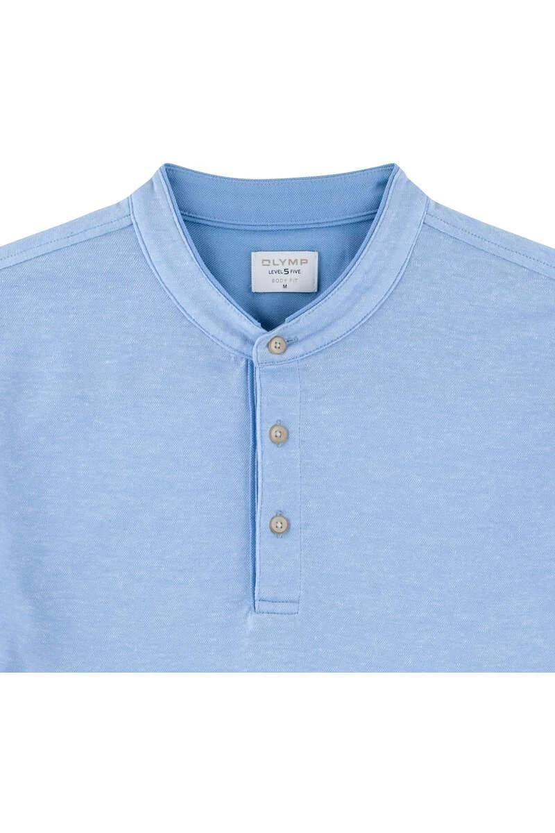OLYMP Level Five Casual Body Fit Poloshirt Hellblau, Einfarbig 4 OLYMP Level Five Casual Body Fit Poloshirt Hellblau, Einfarbig – Bild 2