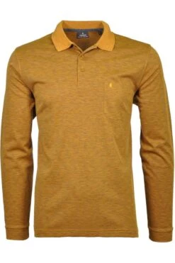RAGMAN Regular Fit Longsleeve Poloshirt Orange, Meliert