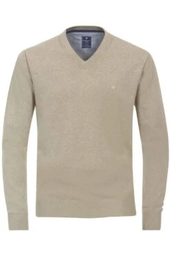 Redmond Casual Regular Fit Herren Pullover V-Ausschnitt Beige