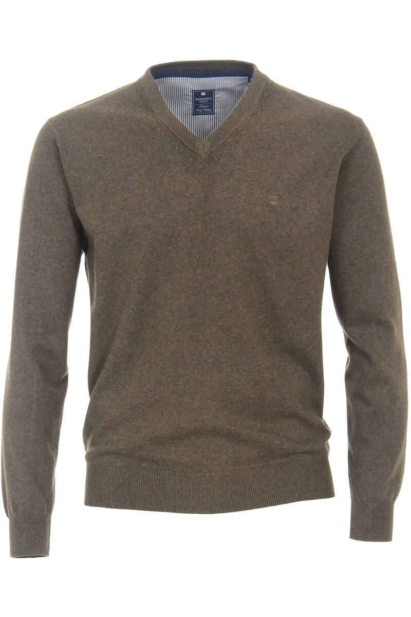 Redmond Casual Regular Fit Herren Pullover V-Ausschnitt Braun 3 Redmond Casual Regular Fit Herren Pullover V-Ausschnitt Braun