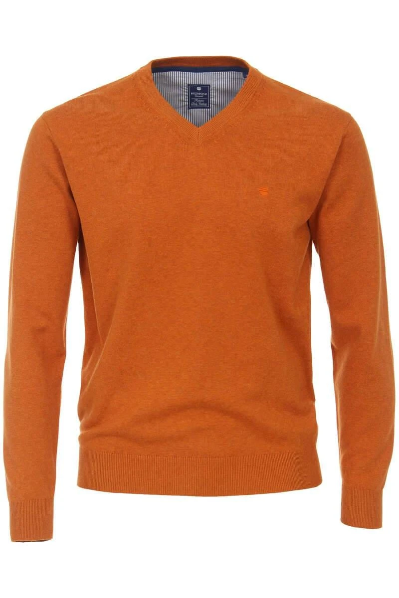 Redmond Casual Regular Fit Herren Pullover V-Ausschnitt Hellorange 3 Redmond Casual Regular Fit Herren Pullover V-Ausschnitt Hellorange