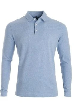 Marvelis Longsleeve Poloshirt Hellblau, Gemustert