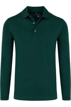 Marvelis CasualTencel Modern Fit Longsleeve Poloshirt Dunkelgrün, Einfarbig