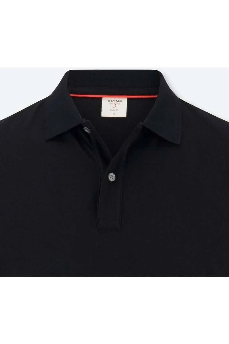 OLYMP Level Five Body Fit Poloshirt Schwarz, Einfarbig 4 OLYMP Level Five Body Fit Poloshirt Schwarz, Einfarbig – Bild 2