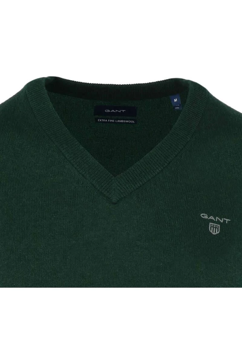 GANT Regular Fit Herren Pullover V-Ausschnitt Dunkelgrün 4 GANT Regular Fit Herren Pullover V-Ausschnitt Dunkelgrün – Bild 2