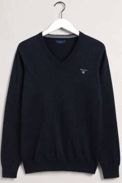 GANT Regular Fit Herren Pullover V-Ausschnitt Navy