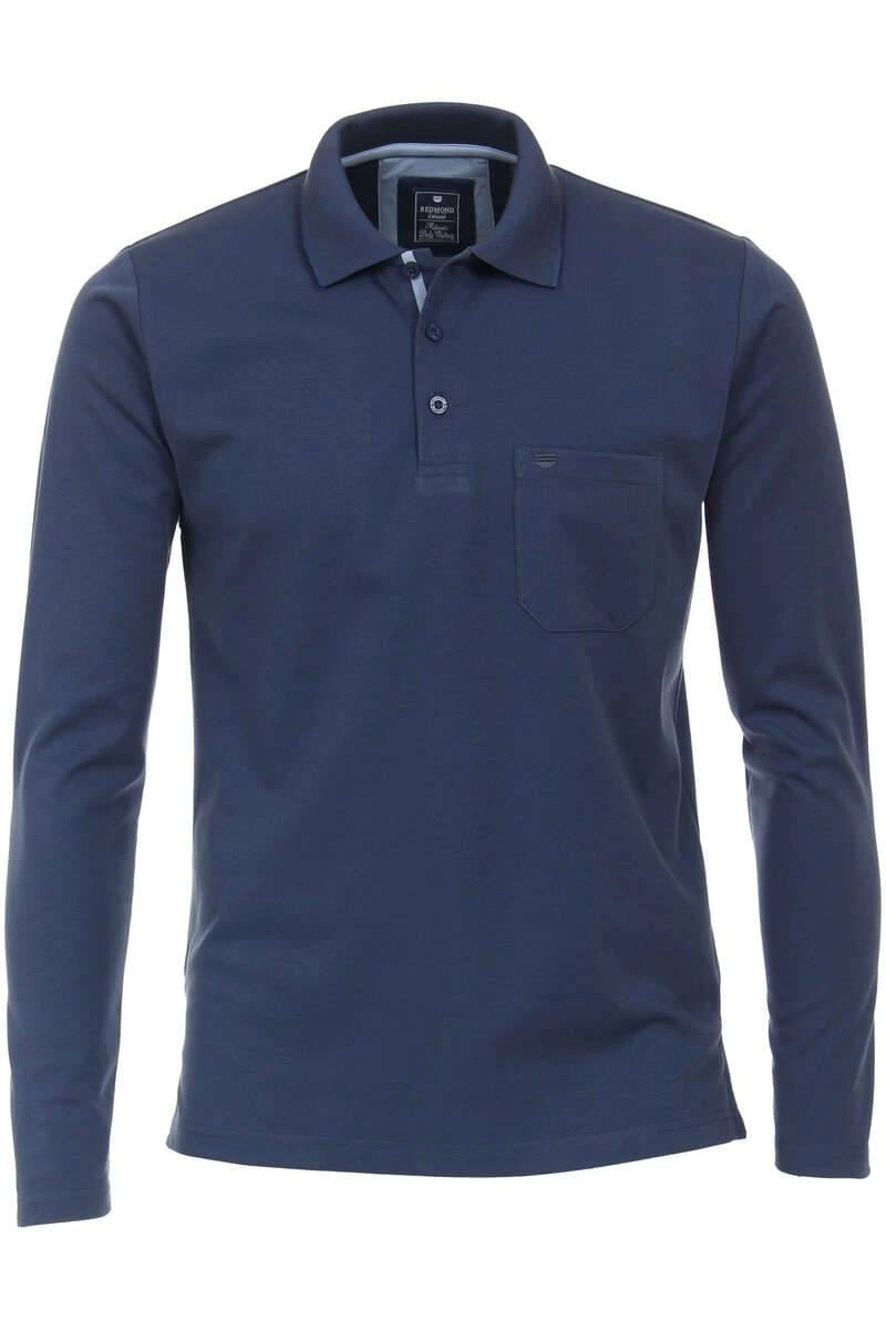 Redmond Casual Regular Fit Poloshirt Blau, Einfarbig 3 Redmond Casual Regular Fit Poloshirt Blau, Einfarbig