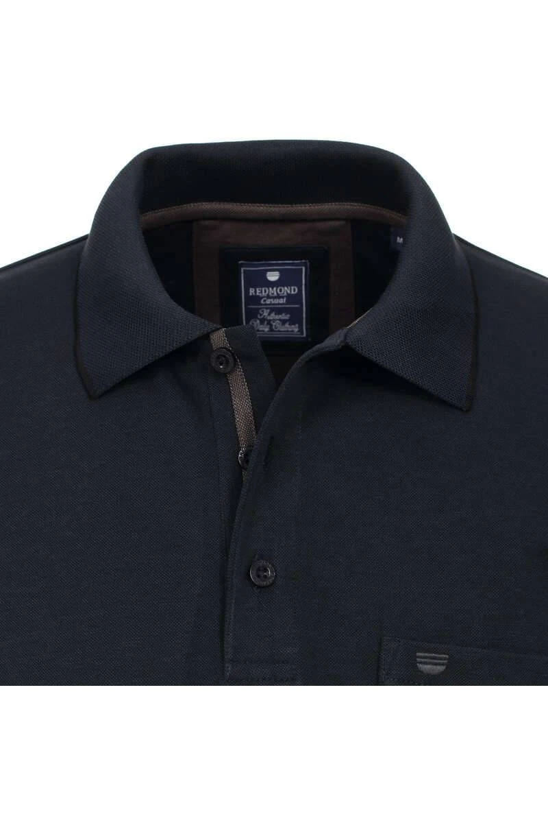 Redmond Casual Regular Fit Poloshirt Schwarz, Einfarbig 4 Redmond Casual Regular Fit Poloshirt Schwarz, Einfarbig – Bild 2