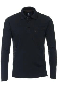 Redmond Casual Regular Fit Poloshirt Schwarz, Einfarbig