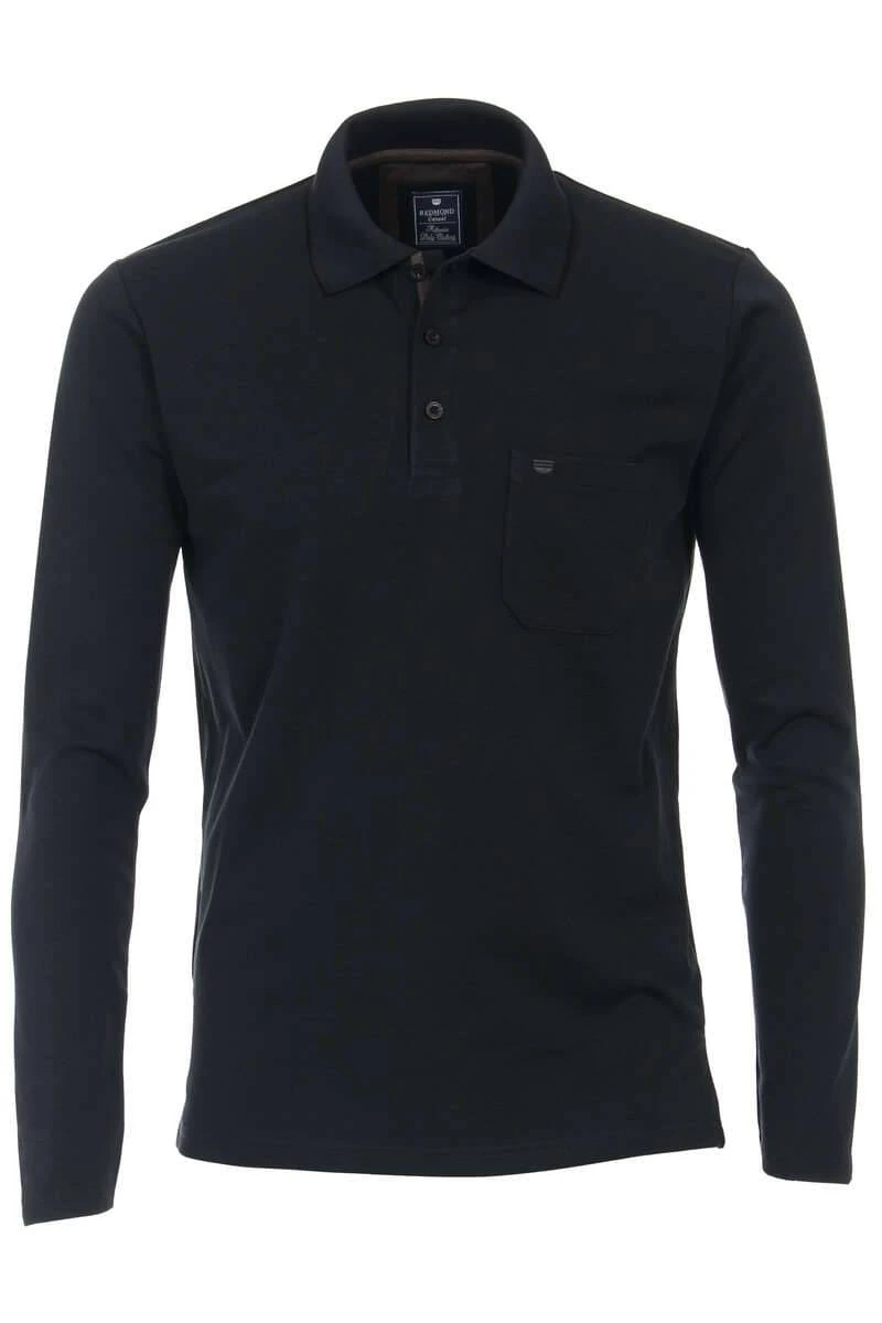 Redmond Casual Regular Fit Poloshirt Schwarz, Einfarbig 3 Redmond Casual Regular Fit Poloshirt Schwarz, Einfarbig