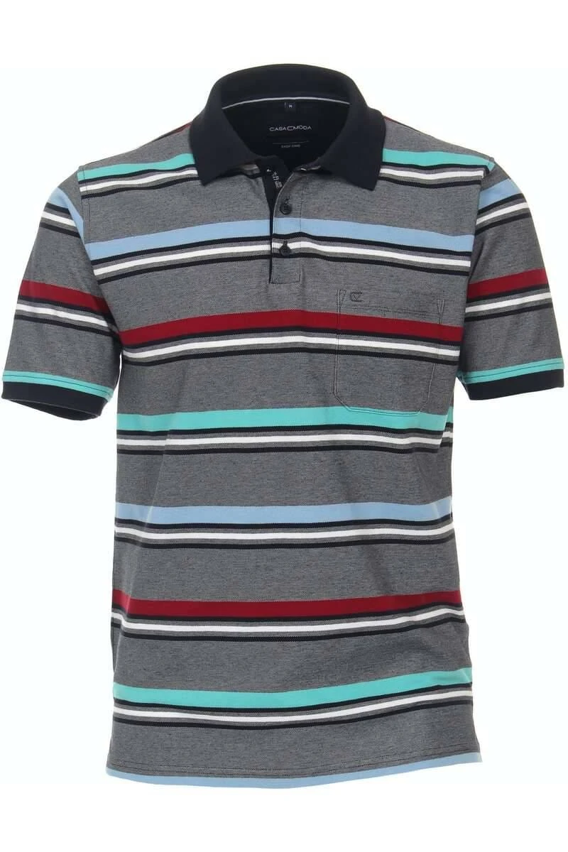 Casa Moda Casual Fit Poloshirt Blau/grau, Gestreift 3 Casa Moda Casual Fit Poloshirt Blau/grau, Gestreift