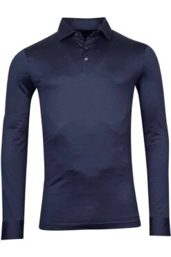 Baileys Regular Fit Longsleeve Poloshirt Navy, Einfarbig