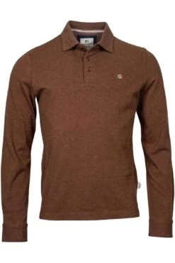 Giordano Comfort Fit Longsleeve Poloshirt Hellbraun, Einfarbig