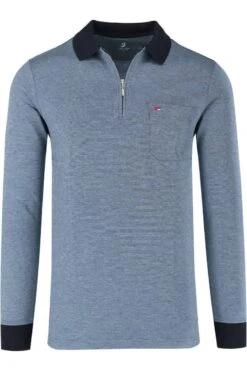 Jupiter Modern Fit Longsleeve Poloshirt Dunkelblau, Einfarbig