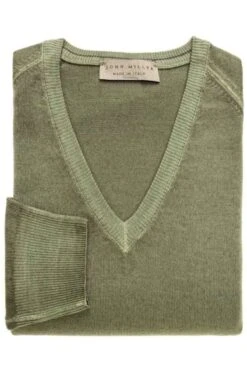 John Miller Tailored FitSweatshirt V-Ausschnitt Grün