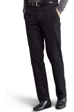Meyer Regular Fit Herren Chino Schwarz,Einfarbig