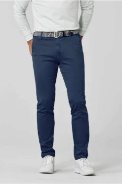 Meyer Slim Fit Herren Chino Blau,Einfarbig