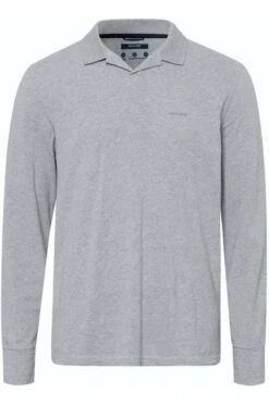 Pierre Cardin Modern Fit Longsleeve Poloshirt Grau, Einfarbig
