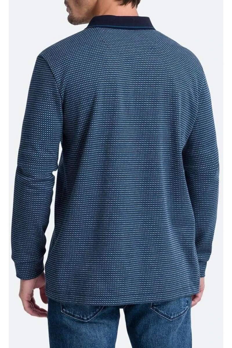 Pierre Cardin Modern Fit Longsleeve Poloshirt Blau, Gemustert 4 Pierre Cardin Modern Fit Longsleeve Poloshirt Blau, Gemustert – Bild 2