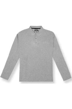 Pierre Cardin Modern Fit Longsleeve Poloshirt Grau, Meliert