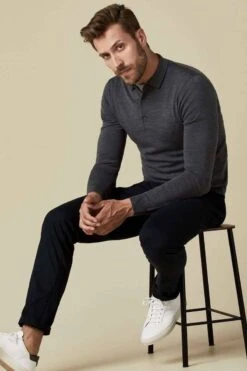 Profuomo Slim Fit Longsleeve Poloshirt Anthrazit, Einfarbig -Pullover Geschäft PPTJ30003C 11 800 1200x1200