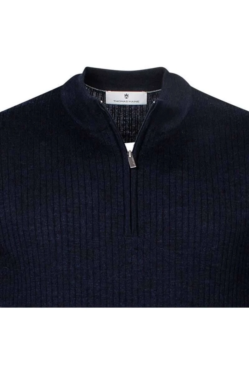 Thomas Maine Tailored FitTroyerZip Navy 4 Thomas Maine Tailored FitTroyerZip Navy – Bild 2