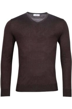 Thomas Maine Tailored Fit Herren Pullover V-Ausschnitt Dunkelbraun